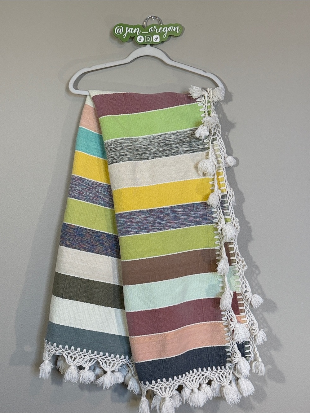 Striped Tassel Throw Blanket in Pastel & Earth Tones - Unbranded 50 x 64 inches
